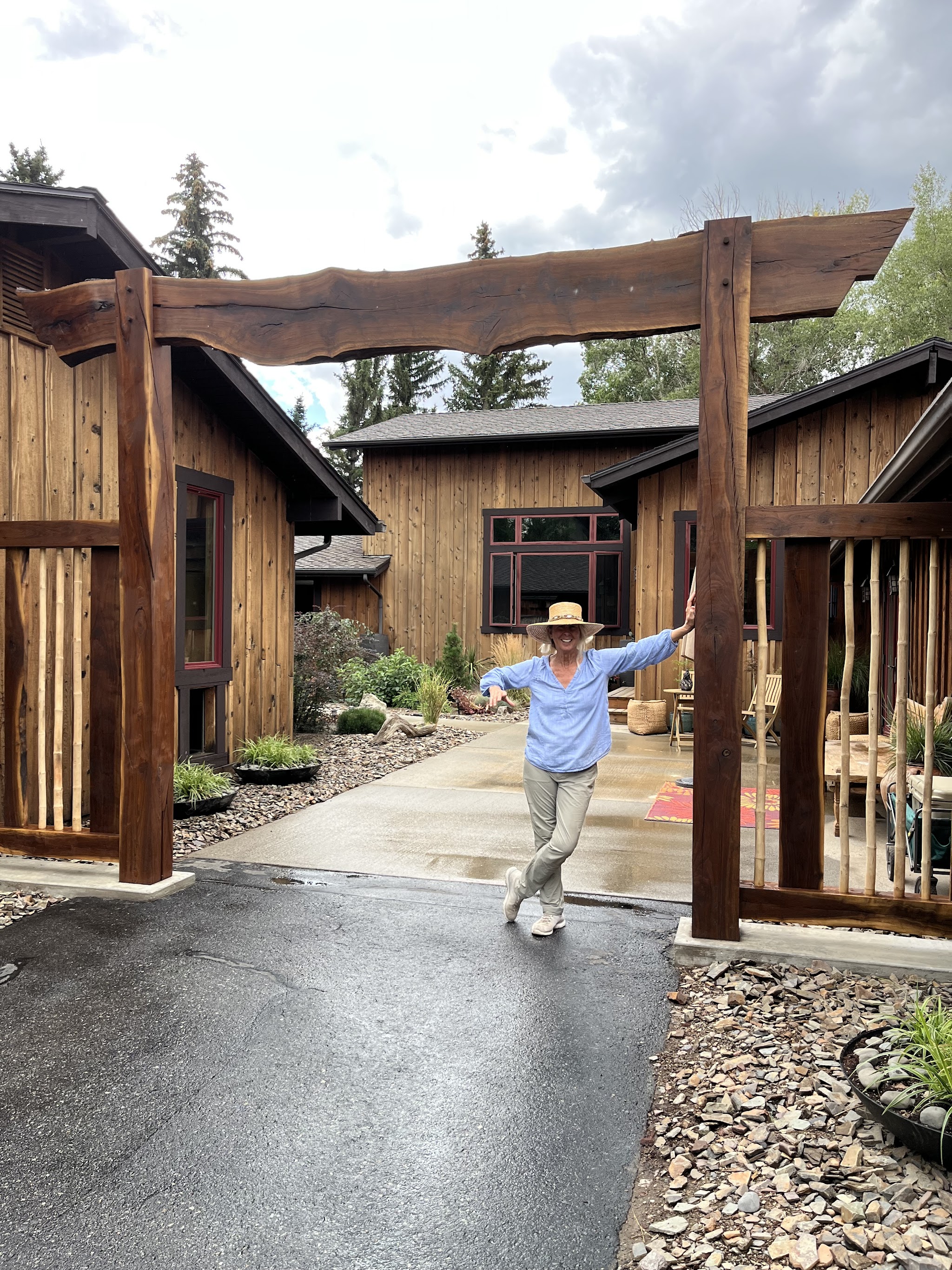 Custom Japanese torii gate built by Stein Builders in Ennis, Montana